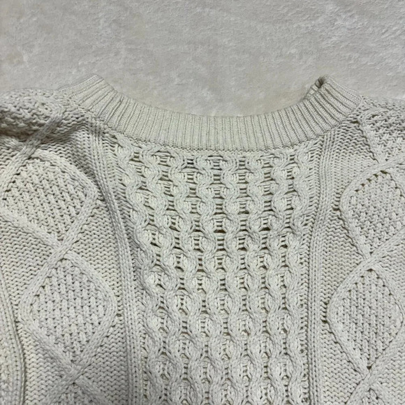 Madewell Classic Cable Open Knit Off White Crew‎ Neck Sweater Small - Picture 10 of 11